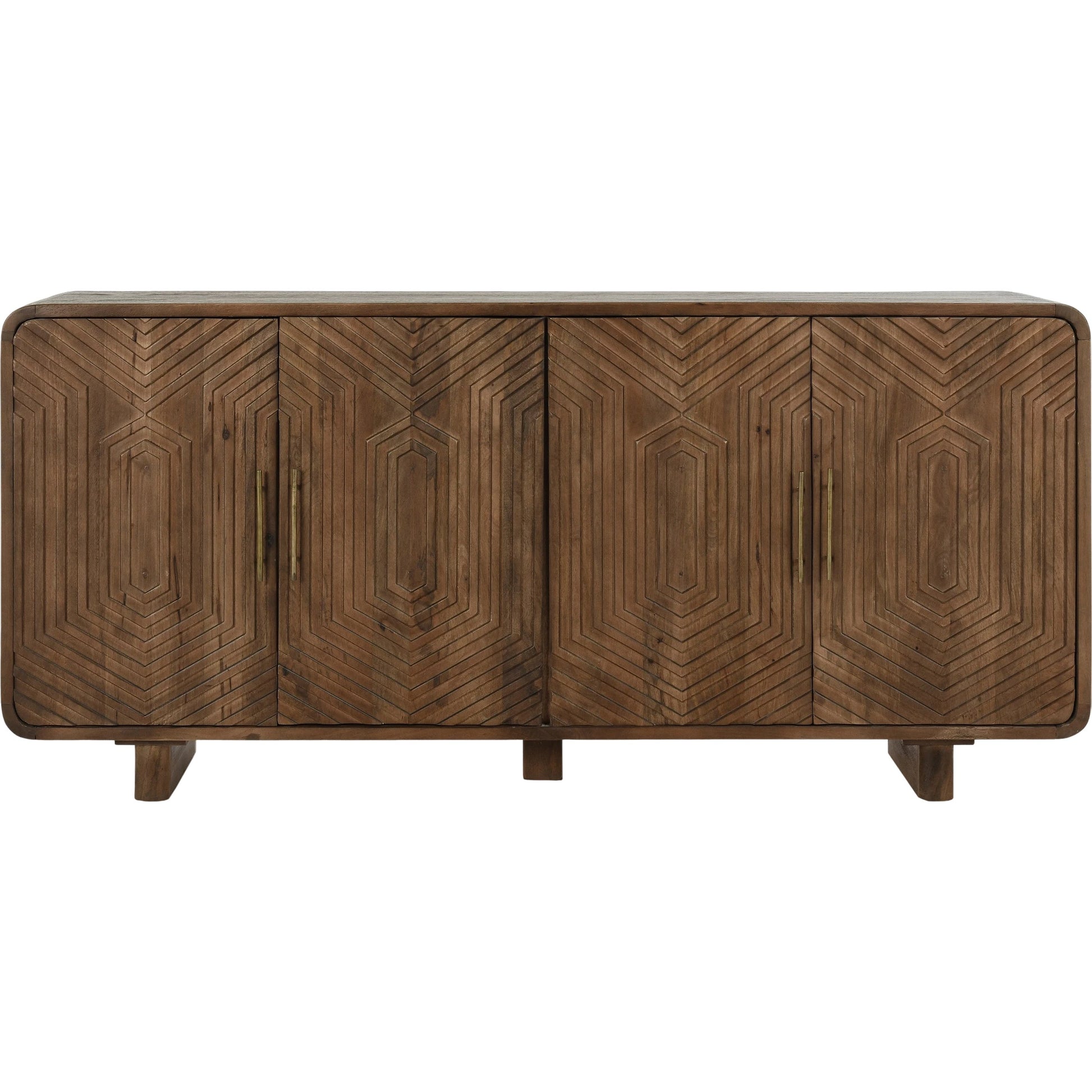 Holmes Four Door Mango Wood Sideboard by Classic Home in brown. Made from mango wood in a modern style.