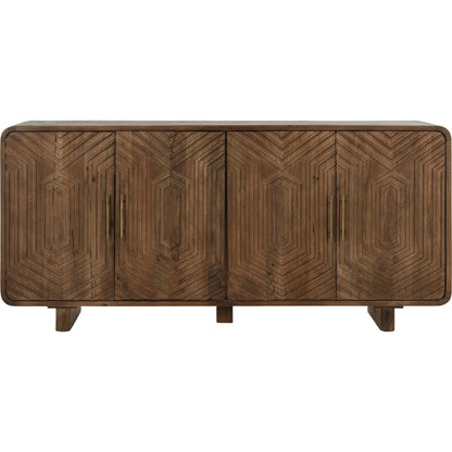Holmes Four Door Mango Wood Sideboard by Classic Home in brown. Made from mango wood in a modern style.