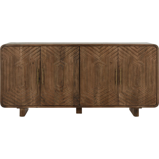 Holmes Four Door Mango Wood Sideboard by Classic Home in brown. Made from mango wood in a modern style.