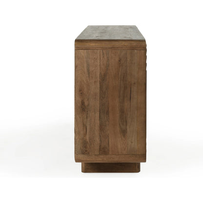 Holmes Four Door Mango Wood Sideboard by Classic Home in brown. Made from mango wood in a modern style.