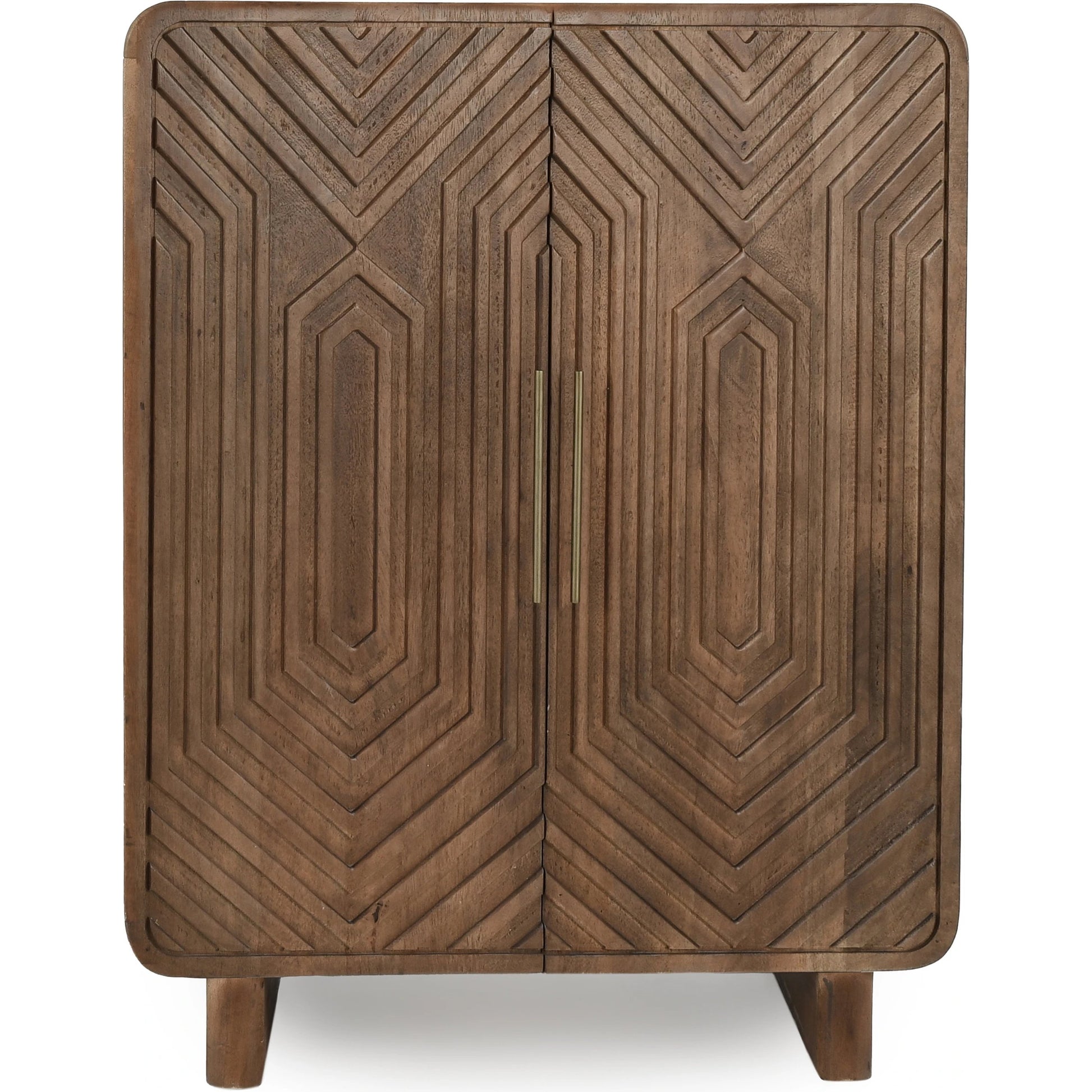 Holmes Mango Wood Carved Bar Cabinet by Classic Home in brown. Made from mango wood in a modern style.