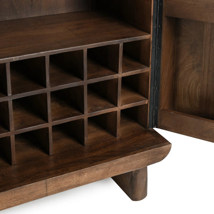 Holmes Mango Wood Carved Bar Cabinet by Classic Home in brown. Made from mango wood in a modern style.