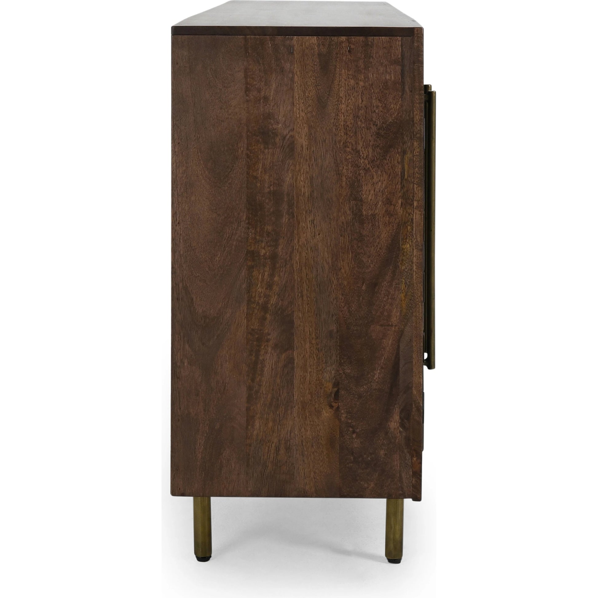 Norwood 4 Door Sideboard by Classic Home in brown. Made from mango wood with iron pull handles in a transitional style.