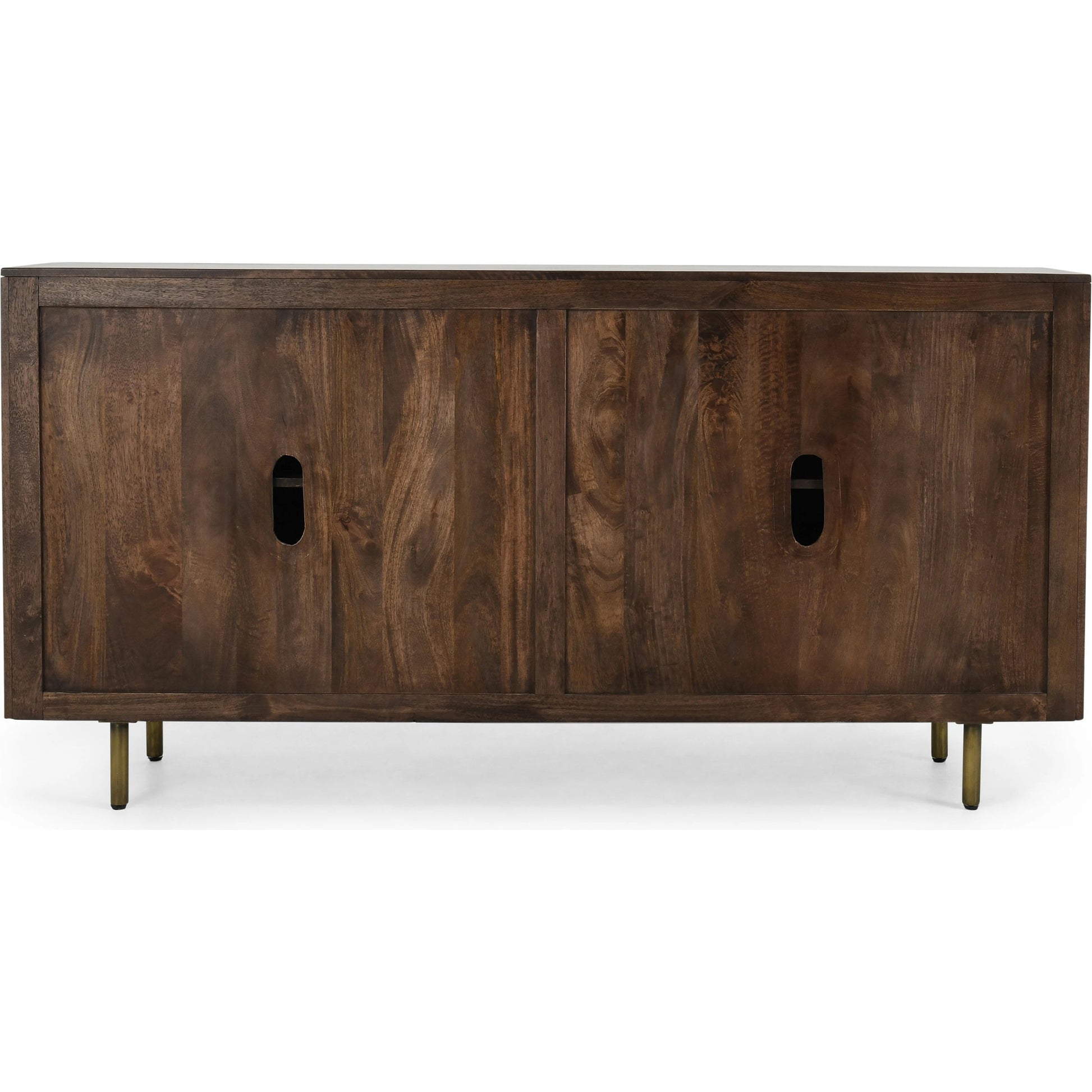 Norwood 4 Door Sideboard by Classic Home in brown. Made from mango wood with iron pull handles in a transitional style.