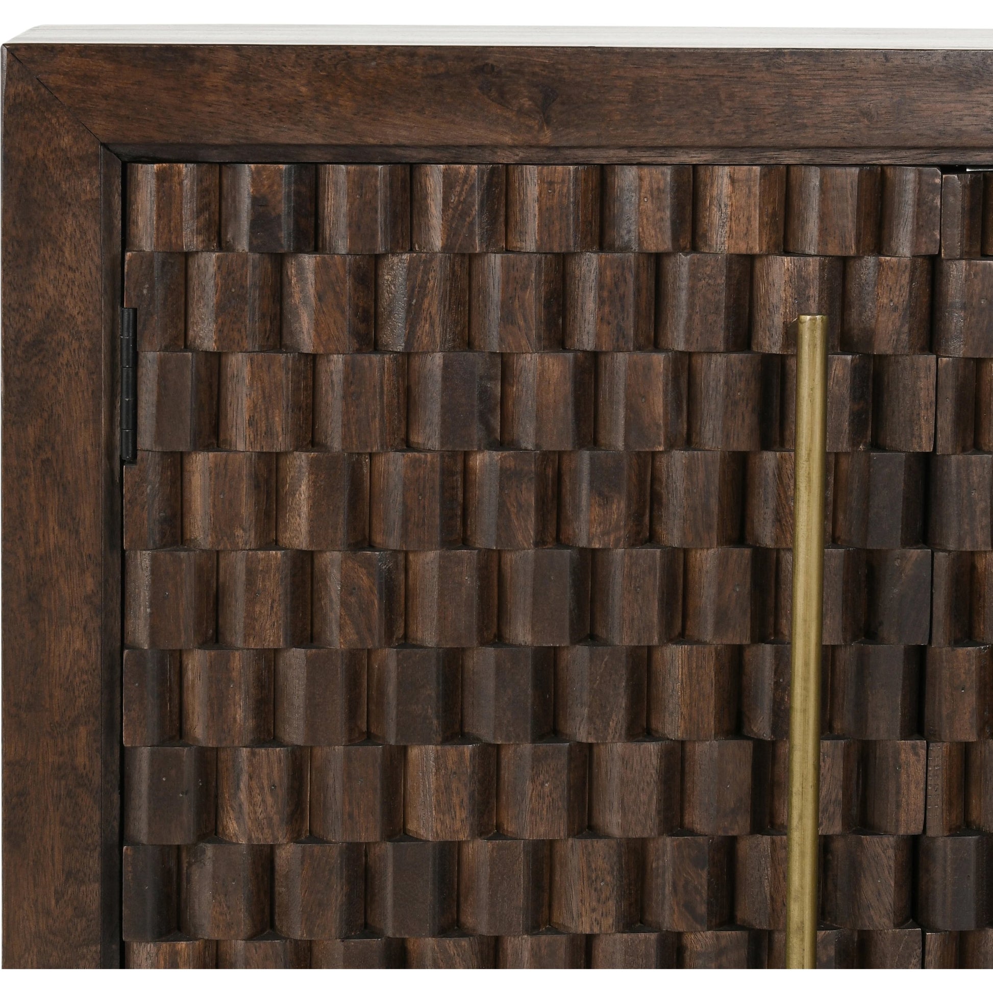 Norwood 4 Door Sideboard by Classic Home in brown. Made from mango wood with iron pull handles in a transitional style.