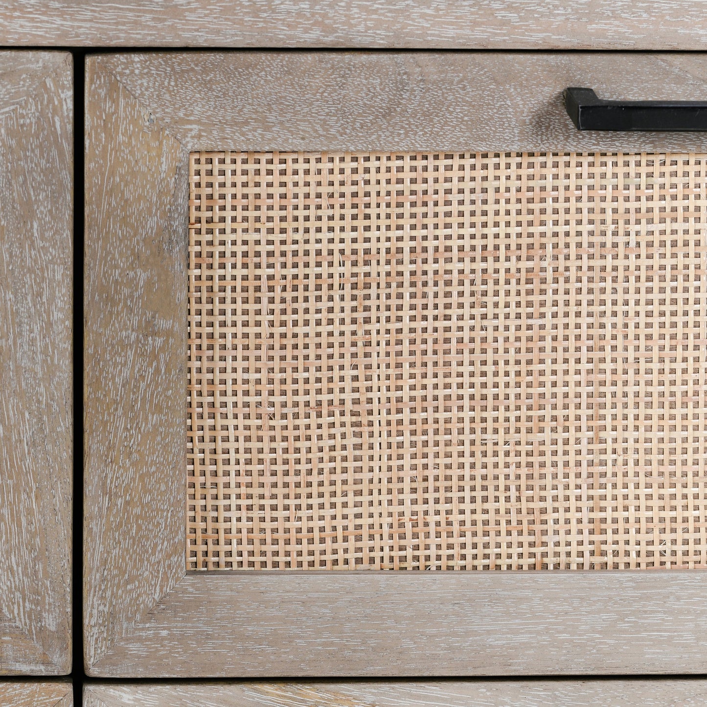 007 SI-2162602 | Closeup | Jensen Six-Drawer Mango Wood Dresser by Classic Home in light brown. Made from mango wood, cane in a cottage & farmhouse style.