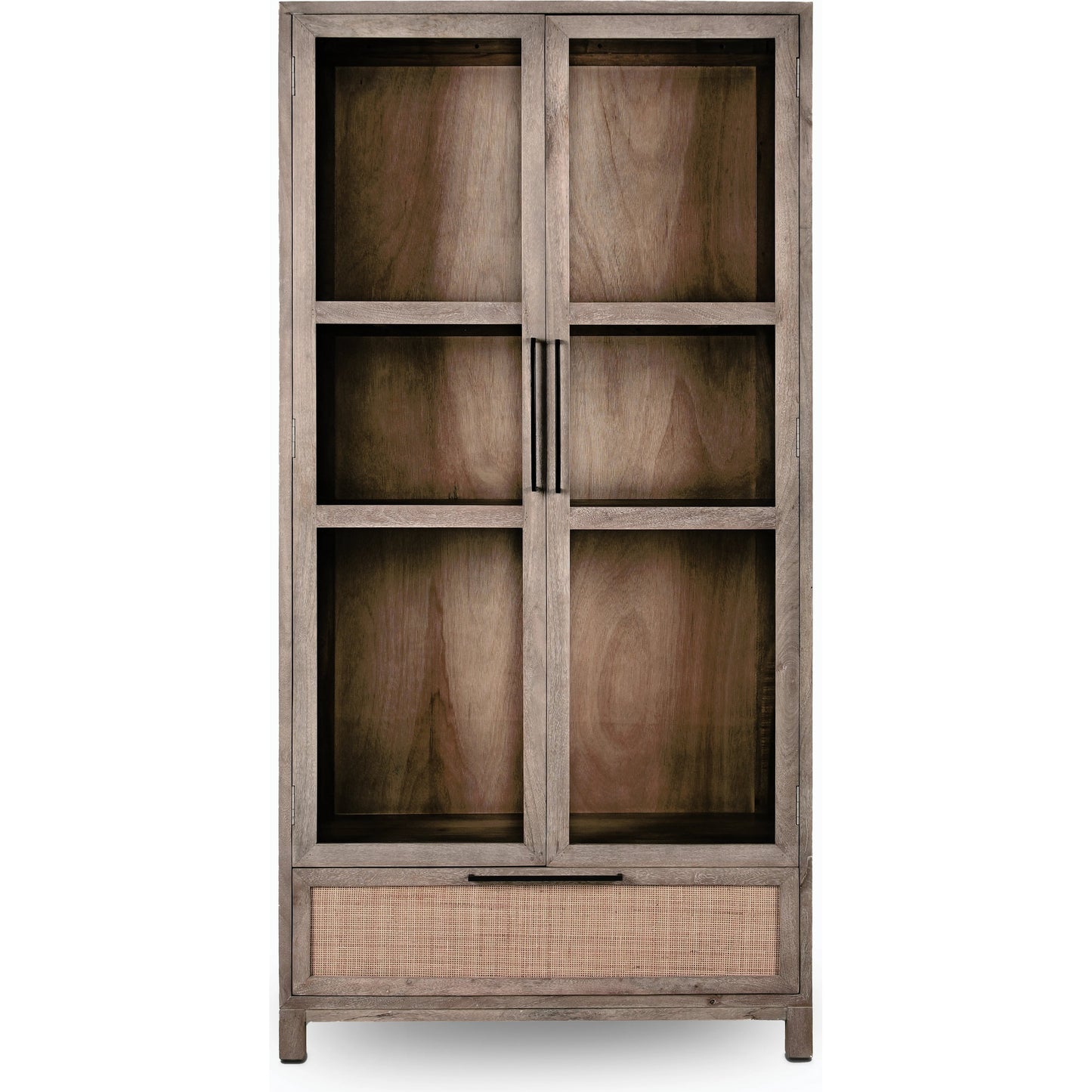 002 SI-2162603 | Additional Silo | Jensen Tall Cabinet by Classic Home in taupe. Made from mango wood, cane, tempered glass in a modern style.
