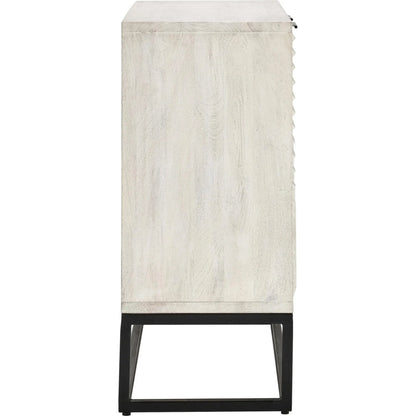 Flint Accent Cabinet by Classic Home in white. Made from mango wood, iron base in a modern style.