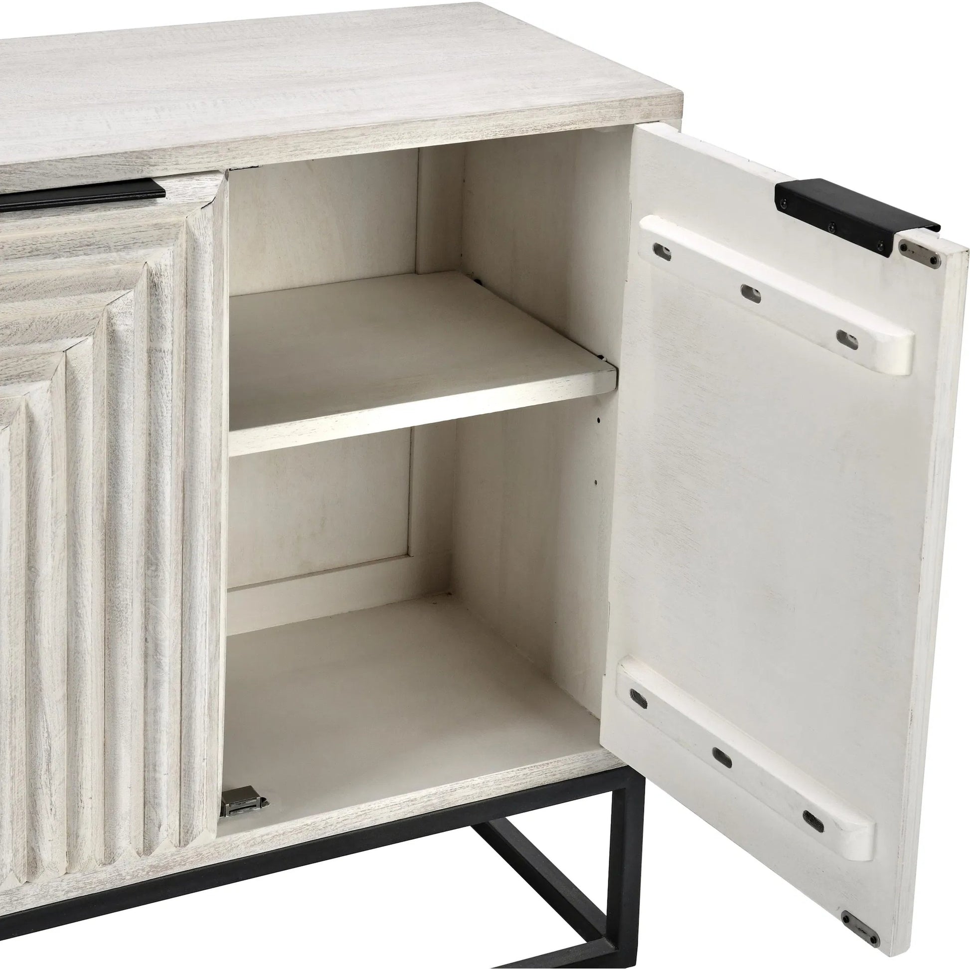Flint Accent Cabinet by Classic Home in white. Made from mango wood, iron base in a modern style.