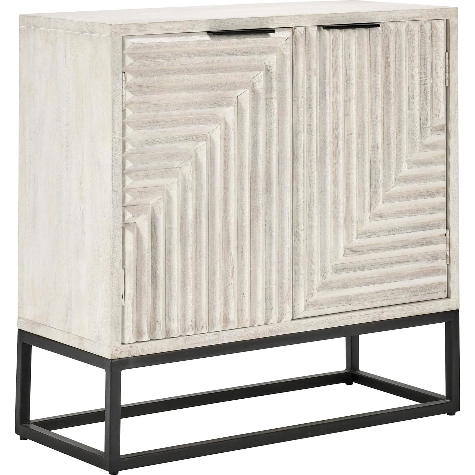 Flint Accent Cabinet by Classic Home in white. Made from mango wood, iron base in a modern style.