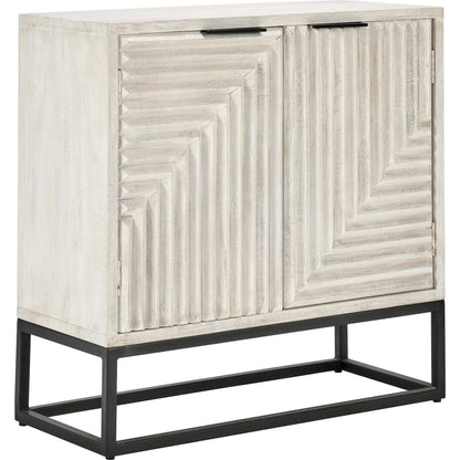 Flint Accent Cabinet by Classic Home in white. Made from mango wood, iron base in a modern style.
