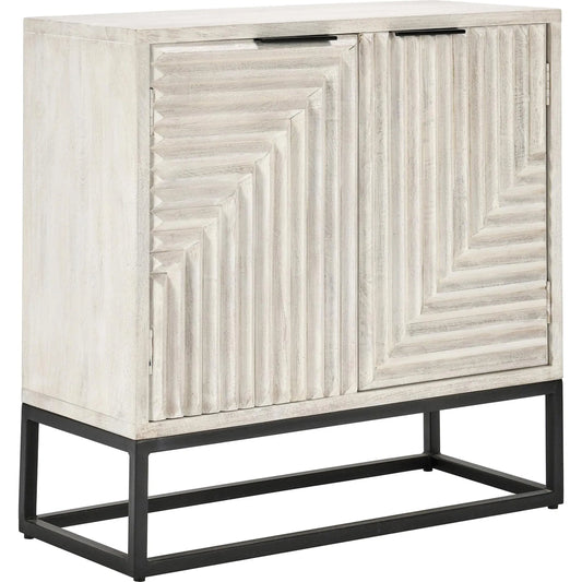 Flint Accent Cabinet by Classic Home in white. Made from mango wood, iron base in a modern style.