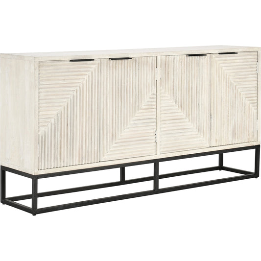 Flint 72'' Sideboard by Classic Home in white. Made from mango wood, iron base in a modern style.