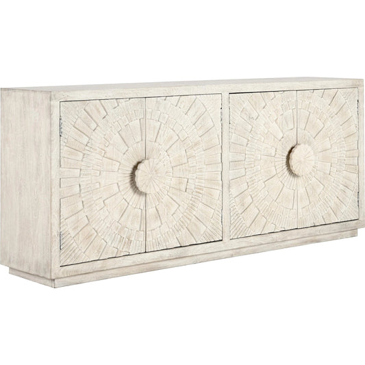 Apollo 84" Mango Wood Sideboard by Classic Home in white wash. Made from mango wood in a unique style.