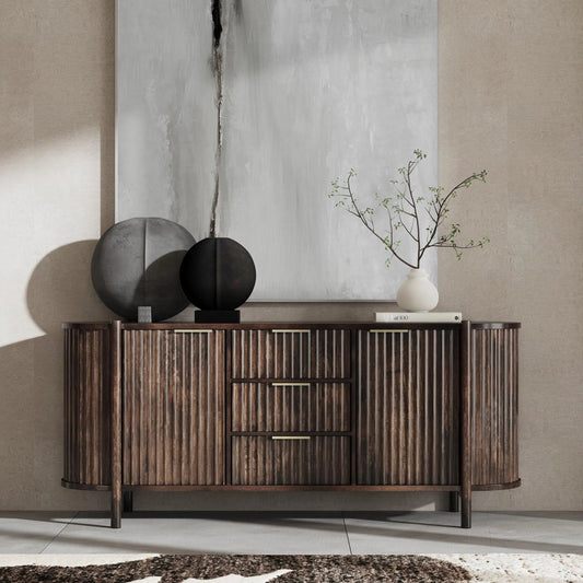 Redford 73" Mango Wood Buffet Sideboard by Classic Home in brown. Made from unique in a traditional style.