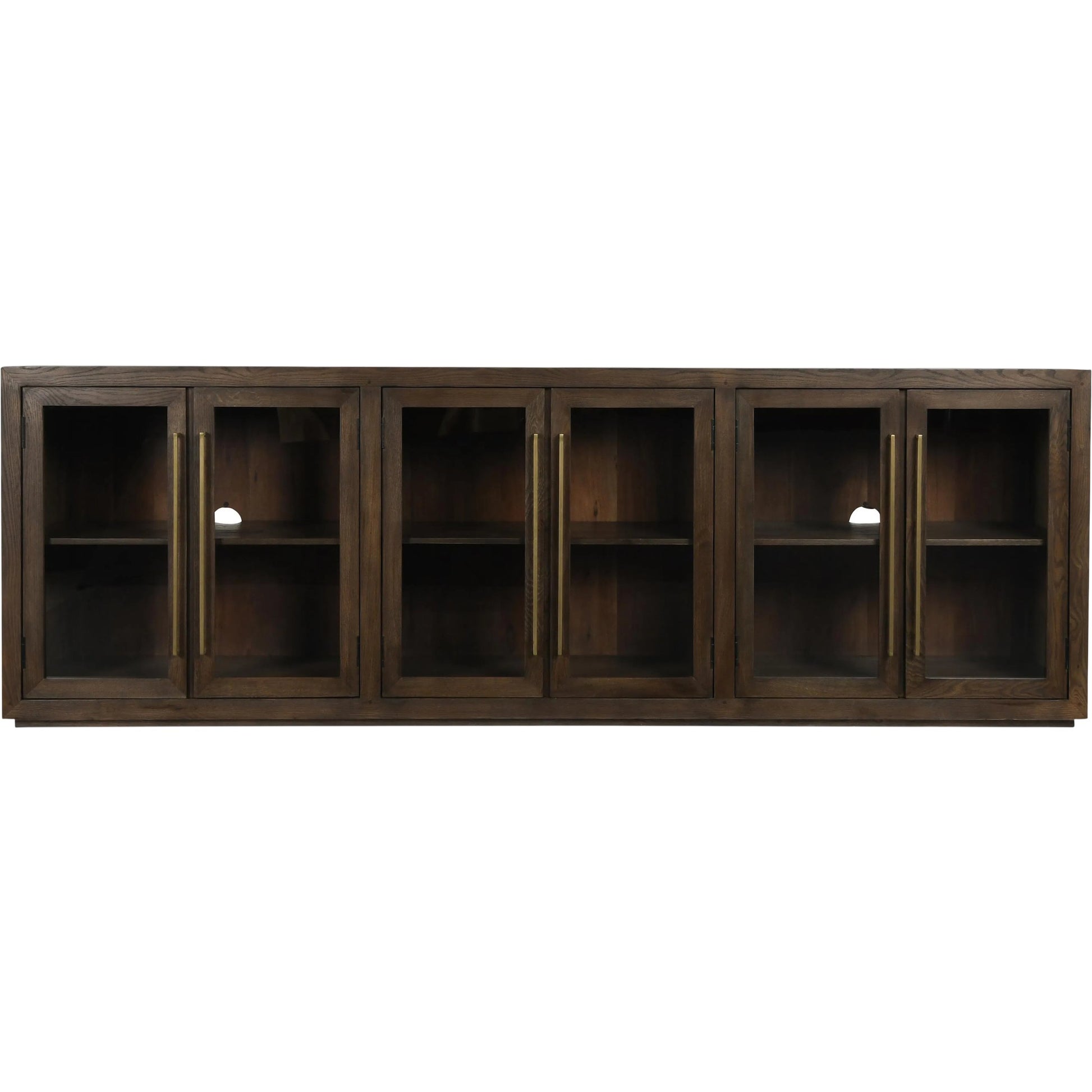 Bradley 6 Doors Sideboard by Classic Home in cocoa brown. Made from oak wood, tempered glass in a modern style.