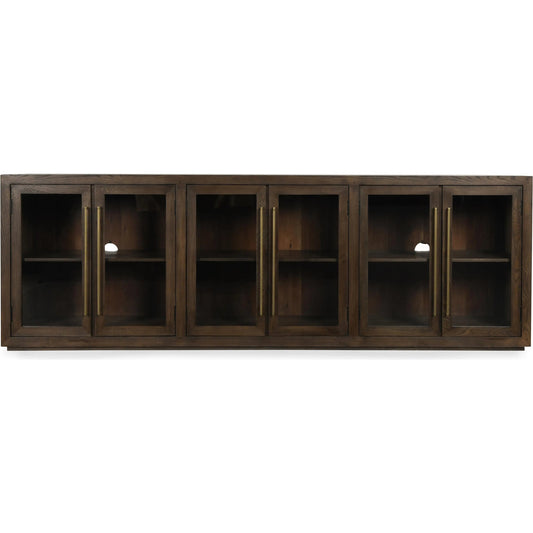Bradley 108" Oak Wood Buffet Sideboard by Classic Home in cocoa brown. Made from oak wood, tempered glass in a traditional style.