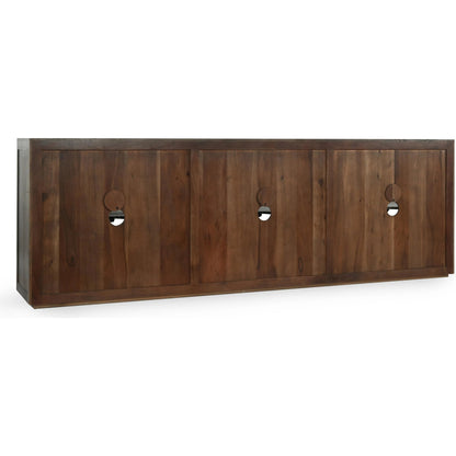 Bradley 6 Doors Sideboard by Classic Home in cocoa brown. Made from oak wood, tempered glass in a modern style.