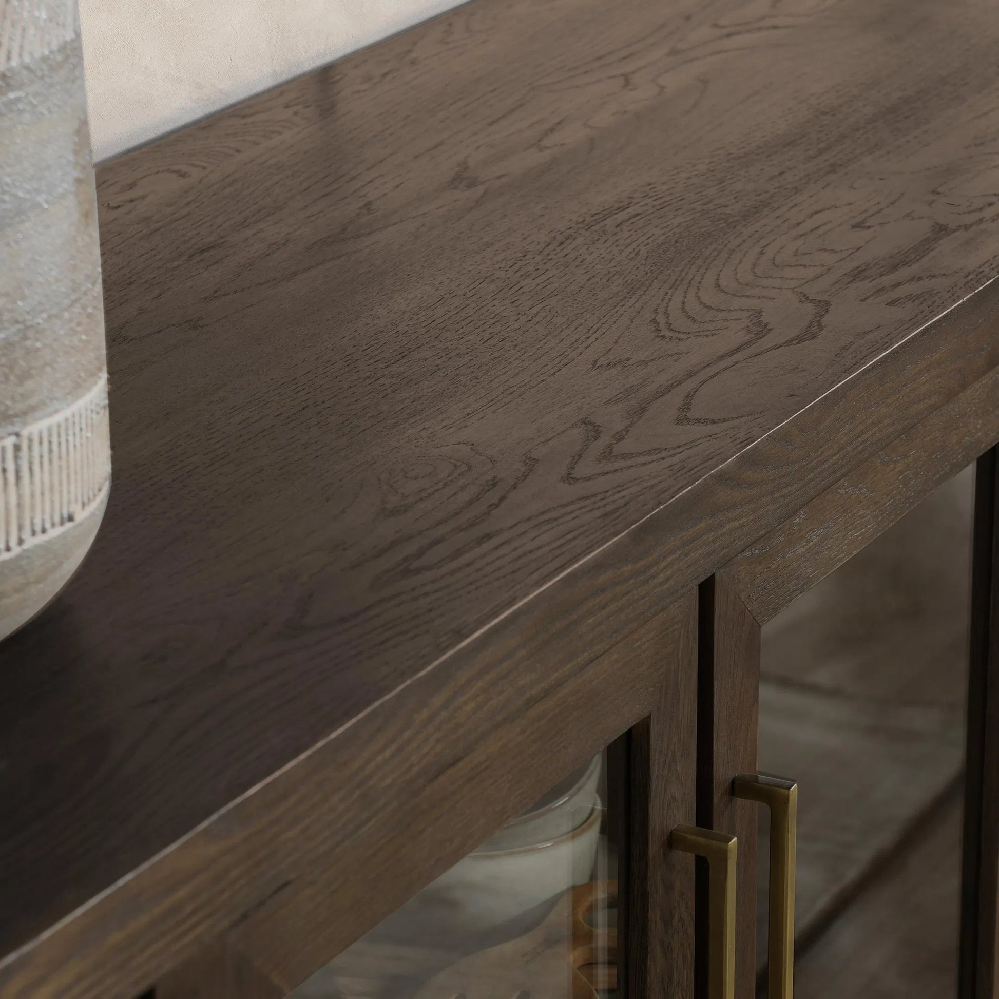 Bradley 6 Doors Sideboard by Classic Home in cocoa brown. Made from oak wood, tempered glass in a modern style.