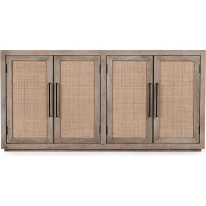 Jensen 72" Wood and Cane Weave Buffet Sideboard by Classic Home in taupe. Made from mango wood, cane in a transitional style.
