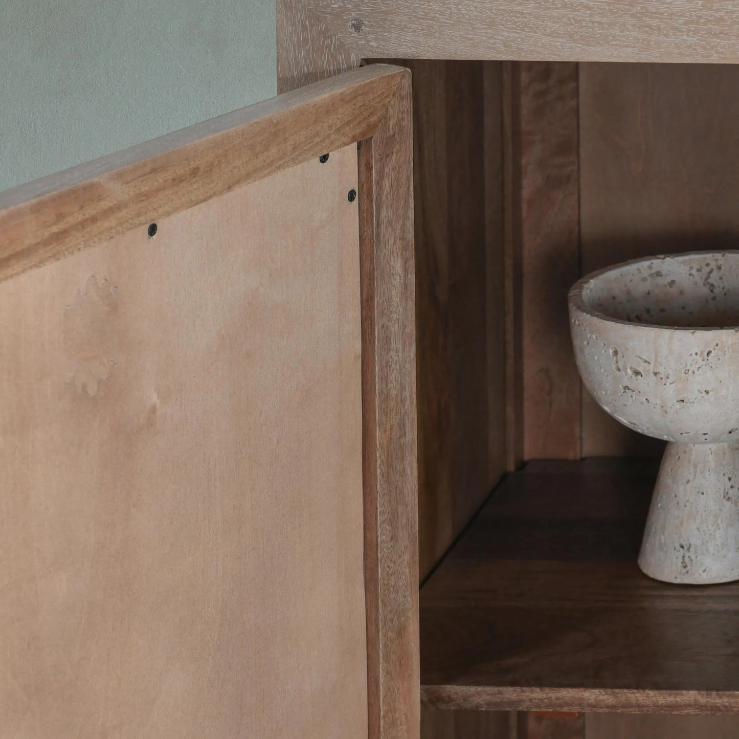 009 SI-2238862 | Closeup | Jensen 72" Wood and Cane Weave Buffet Sideboard by Classic Home in taupe. Made from mango wood, cane in a transitional style.