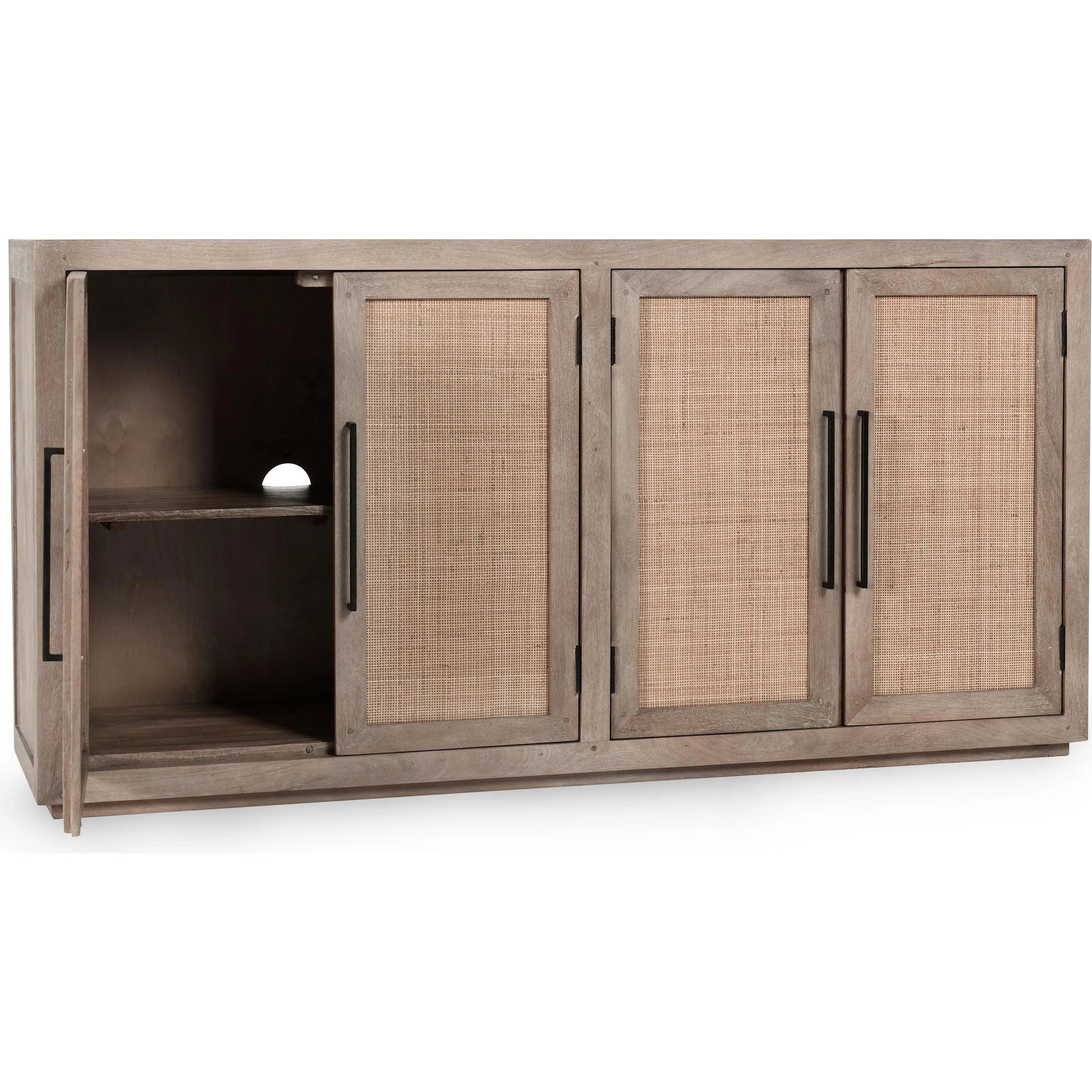 Jensen 72" Wood and Cane Weave Buffet Sideboard by Classic Home in taupe. Made from mango wood, cane in a transitional style.