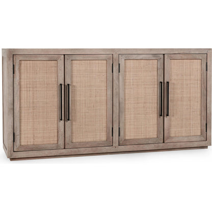 Jensen 72" Wood and Cane Weave Buffet Sideboard by Classic Home in taupe. Made from mango wood, cane in a transitional style.