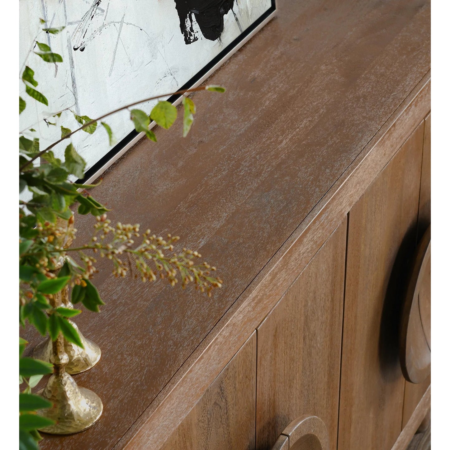 012 SI-2238864 | Closeup | Vally 6-Door Natural Mango Wood Sideboard by Classic Home in natural. Made from mango wood in a transitional style.