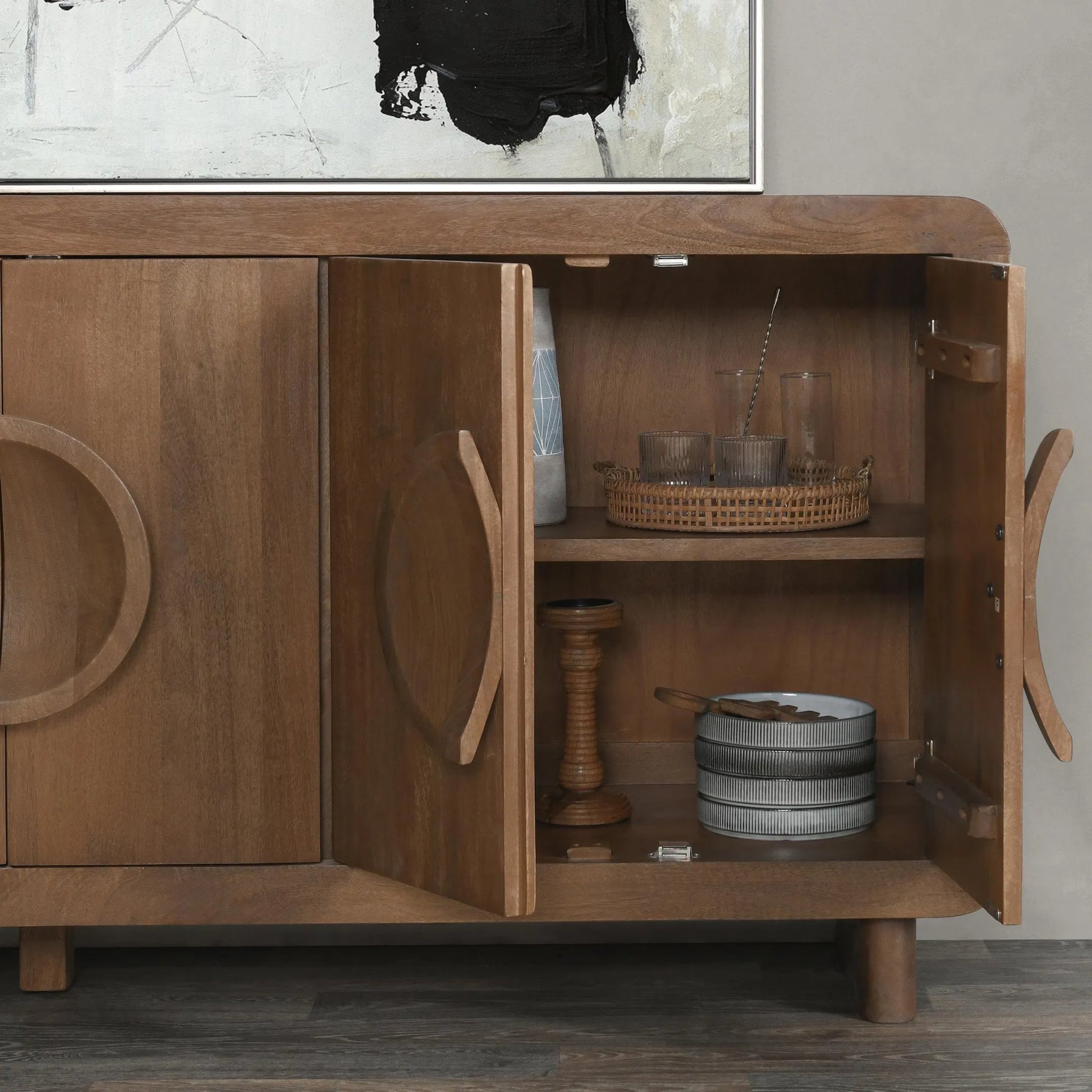 Vally 6-Door Natural Mango Wood Sideboard by Classic Home in natural. Made from mango wood in a transitional style.