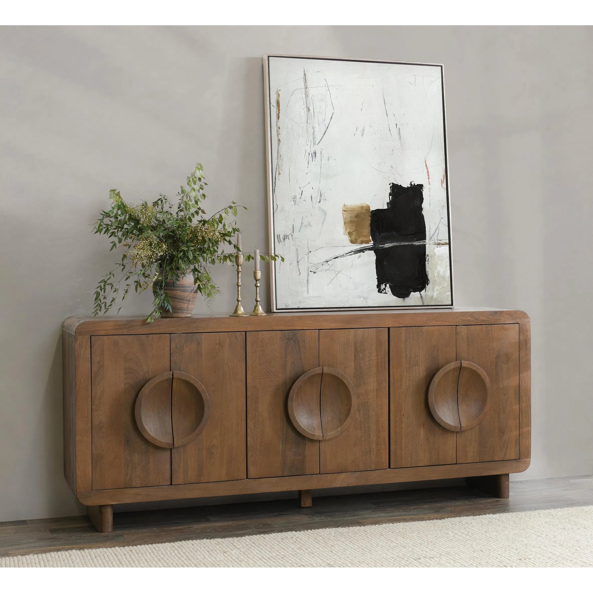 Vally 6-Door Natural Mango Wood Sideboard by Classic Home in natural. Made from mango wood in a transitional style.