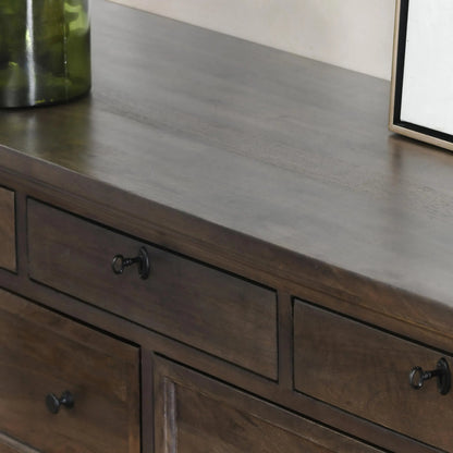 Adelaide Nine-Drawer Mango Wood Dresser by Classic Home in cocoa brown. Made from mango wood in a traditional style.