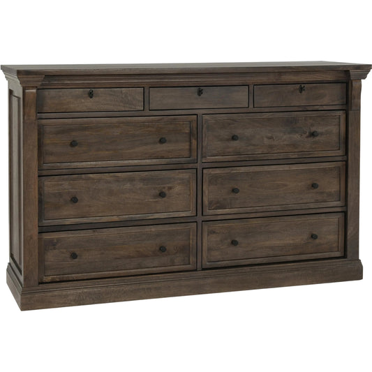 Adelaide 9-Drawer Mango Wood Dresser by Classic Home in cocoa brown. Made from mango wood in a transitional style.
