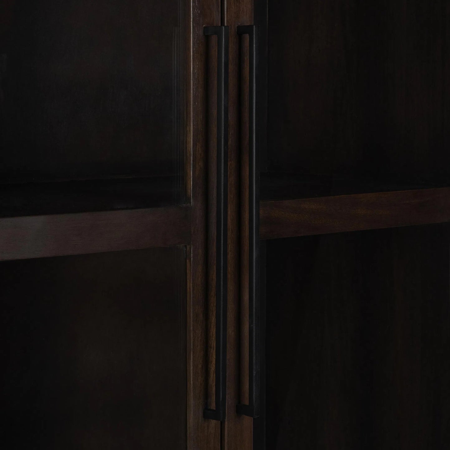 017 SI-2388527 | Closeup | Rogers Mango Wood Curio Cabinet by Classic Home in brown. Made from mango wood in a modern style.