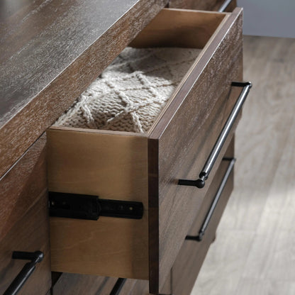 Jaxon Nine-Drawer Acacia Wood Dresser by Classic Home in cocoa brown. Made from acacia wood in a traditional style.