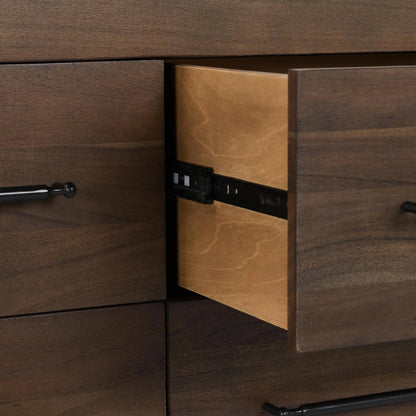 Jaxon Nine-Drawer Acacia Wood Dresser by Classic Home in cocoa brown. Made from acacia wood in a traditional style.