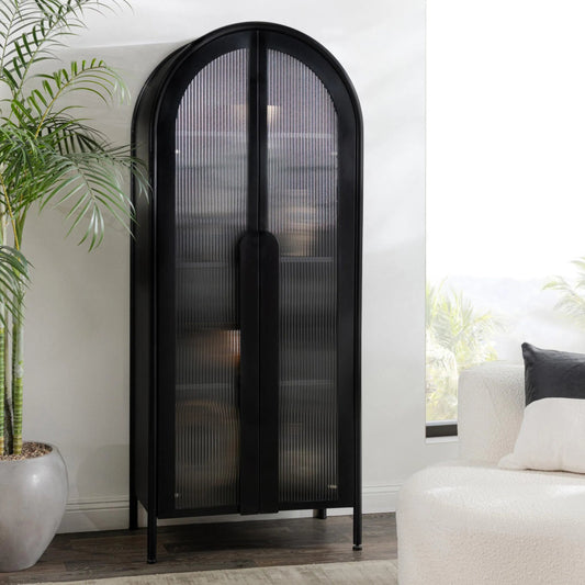 Moca Metal Curio Cabinet by Classic Home in black. Made from metal in a unique style.
