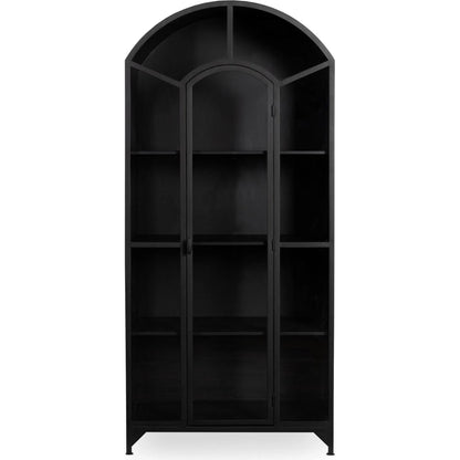 Lillo Metal Curio Cabinet by Classic Home in black. Made from metal in a modern style.