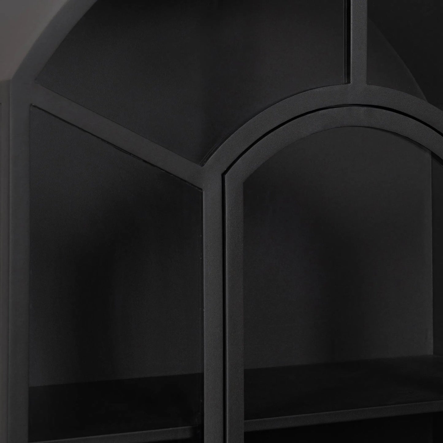 006 SI-2259096 | Closeup | Lillo Metal Curio Cabinet by Classic Home in black. Made from metal in a modern style.