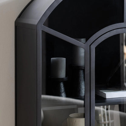 Lillo Metal Curio Cabinet by Classic Home in black. Made from metal in a modern style.