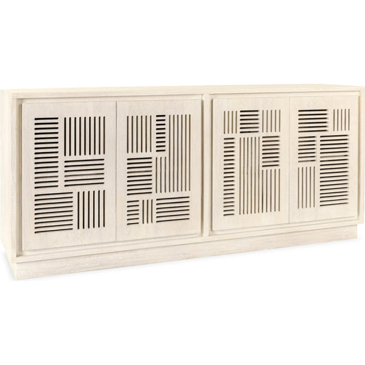 Lila 4-Door Mango Wood Buffet Sideboard by Classic Home in white. Made from mango wood in a unique style.