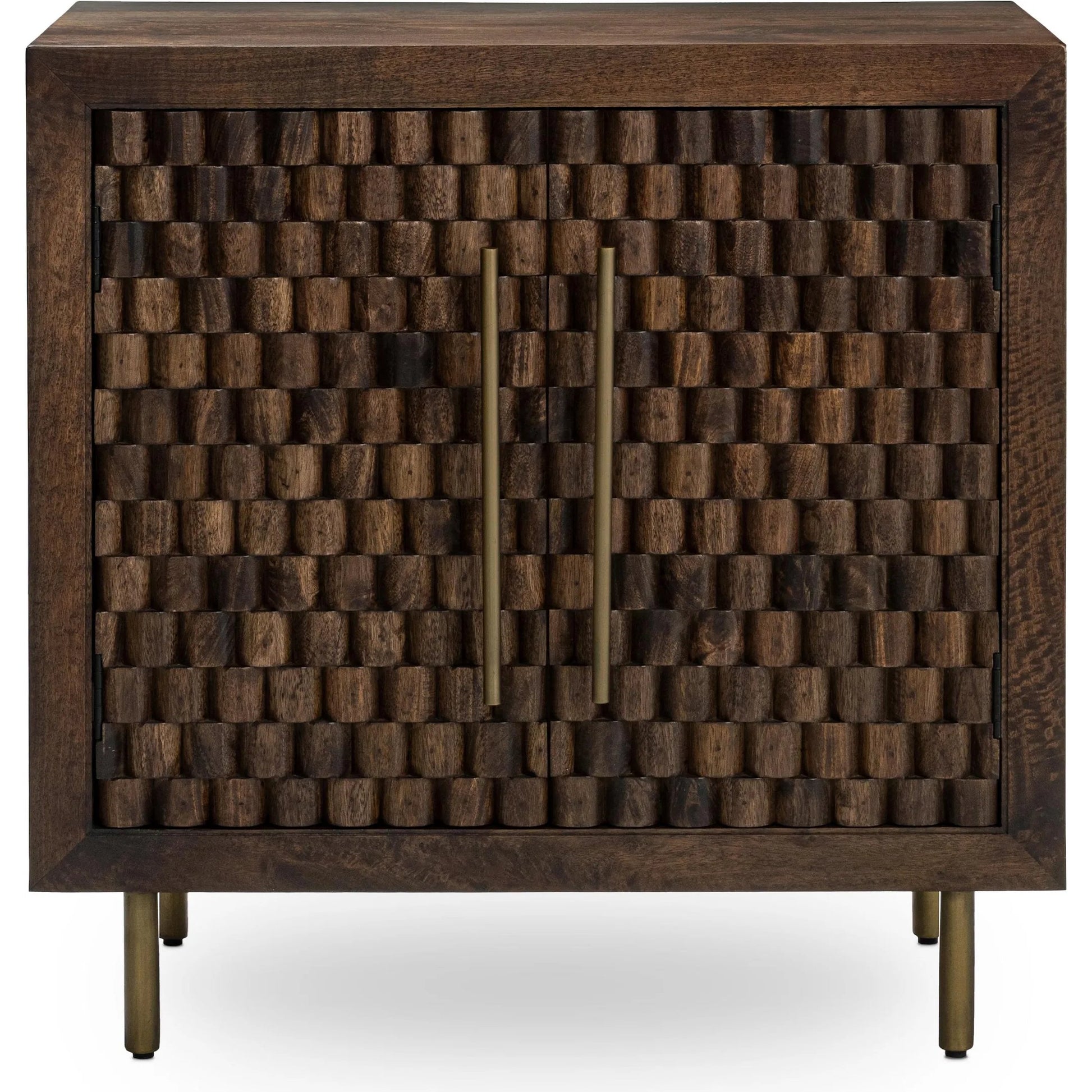 Norwood 2-Door Mango Wood Cabinet by Classic Home in dark brown. Made from mango wood in a unique style.