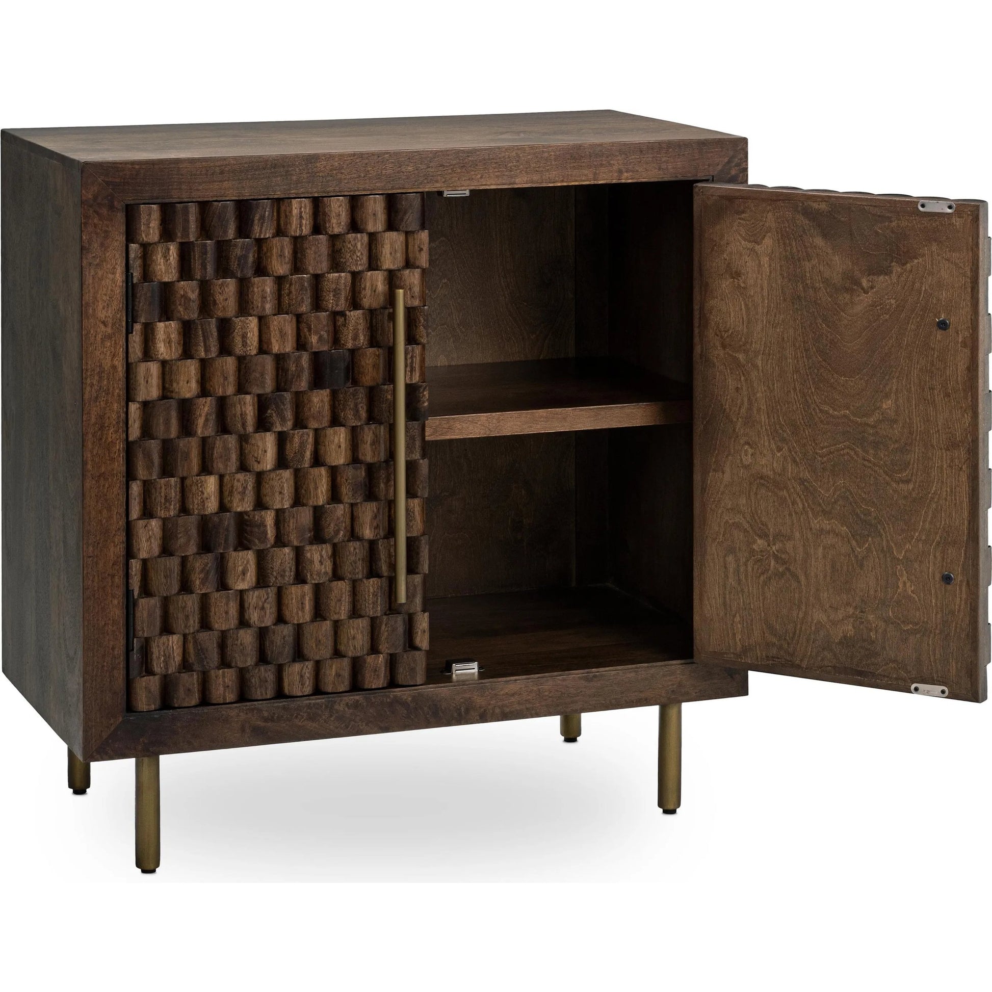 Norwood 2-Door Mango Wood Cabinet by Classic Home in dark brown. Made from mango wood in a unique style.