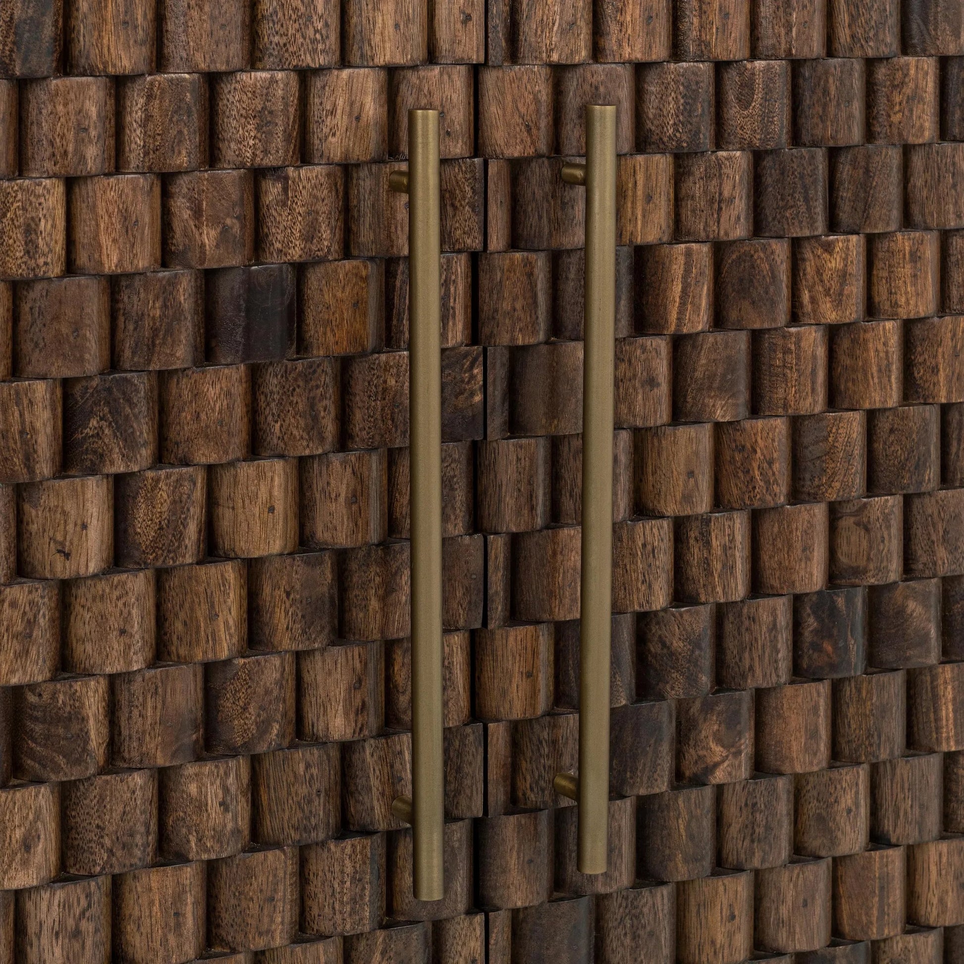 Norwood 2-Door Mango Wood Cabinet by Classic Home in dark brown. Made from mango wood in a unique style.