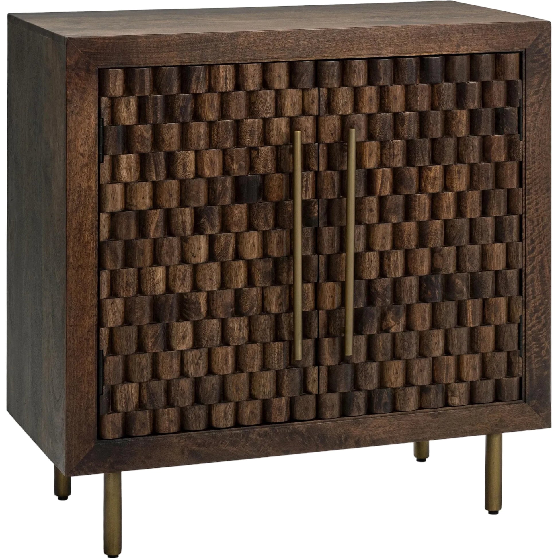 Norwood 2-Door Mango Wood Cabinet by Classic Home in dark brown. Made from mango wood in a unique style.