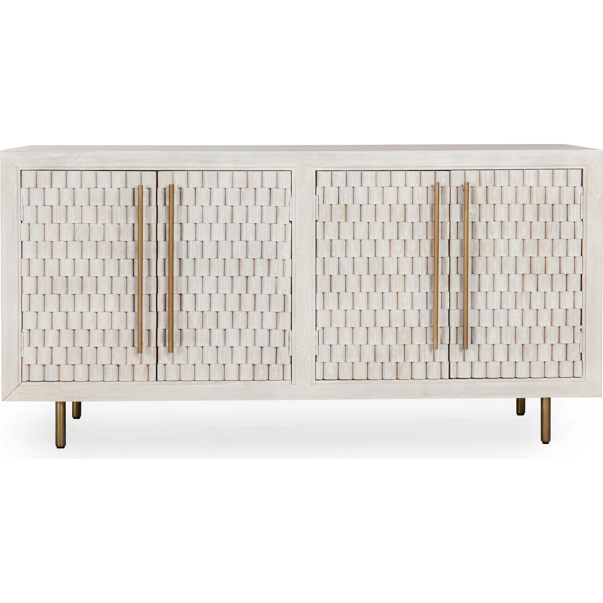 Norwood 4-Door Mango Wood Buffet Sideboard by Classic Home in white wash. Made from mango wood, iron in a unique style.