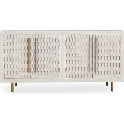 Norwood 4-Door Mango Wood Buffet Sideboard by Classic Home in white wash. Made from mango wood, iron in a unique style.