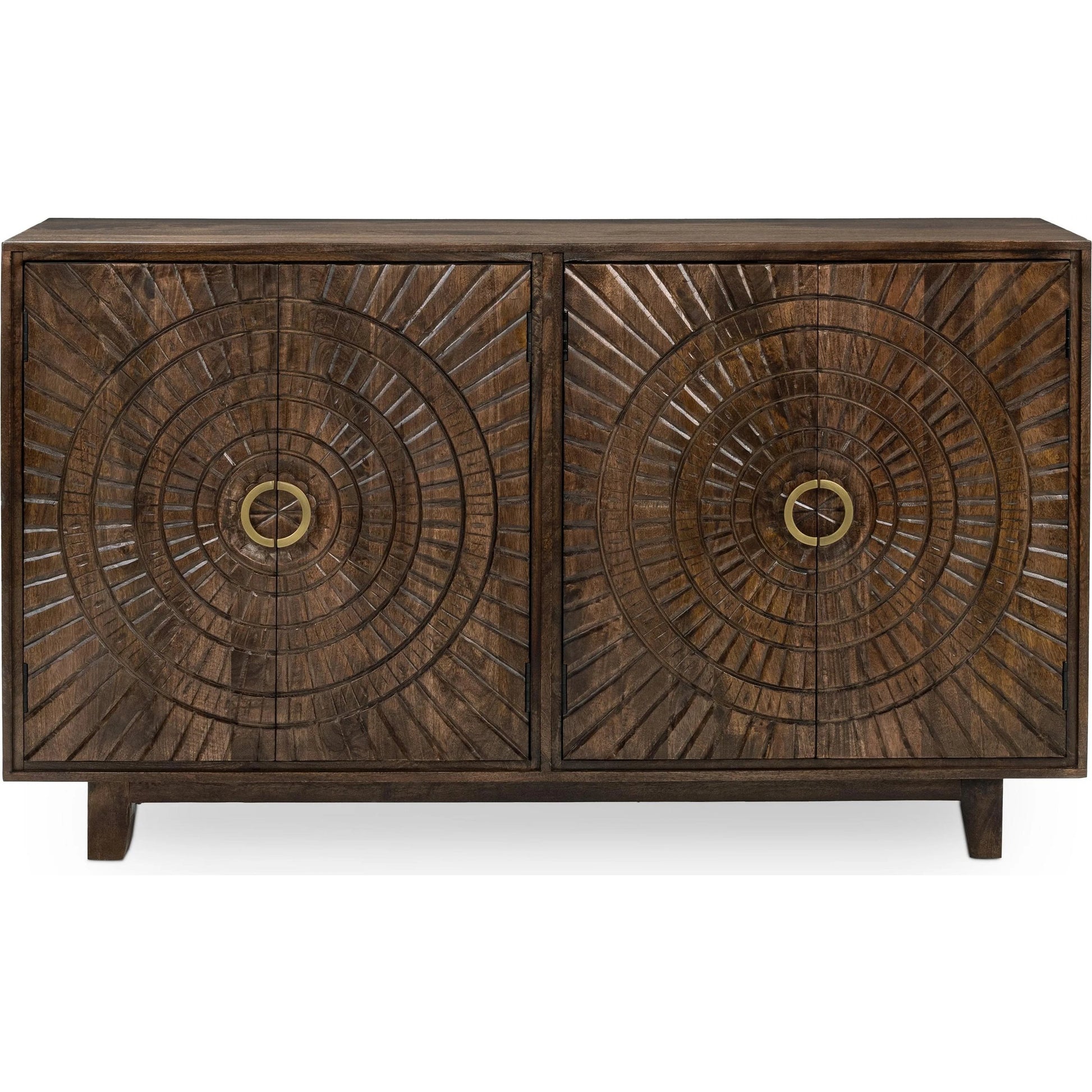 Vivienne 4-Door Mango Wood Buffet Sideboard by Classic Home in brown. Made from mango wood in a traditional style.