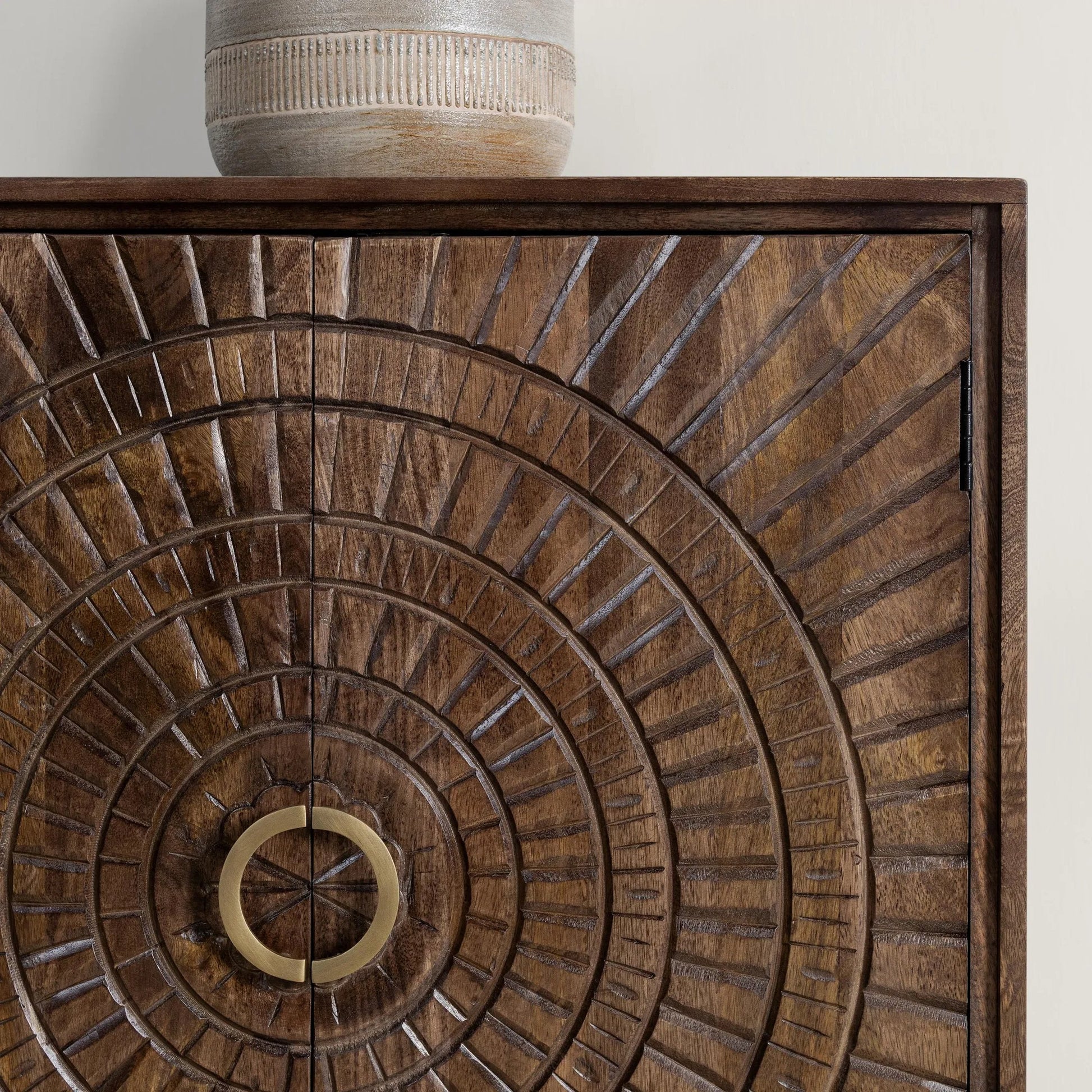 Vivienne 4-Door Mango Wood Buffet Sideboard by Classic Home in brown. Made from mango wood in a traditional style.