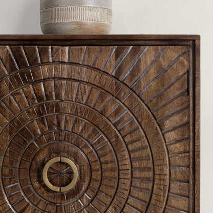Vivienne 4-Door Mango Wood Buffet Sideboard by Classic Home in brown. Made from mango wood in a traditional style.