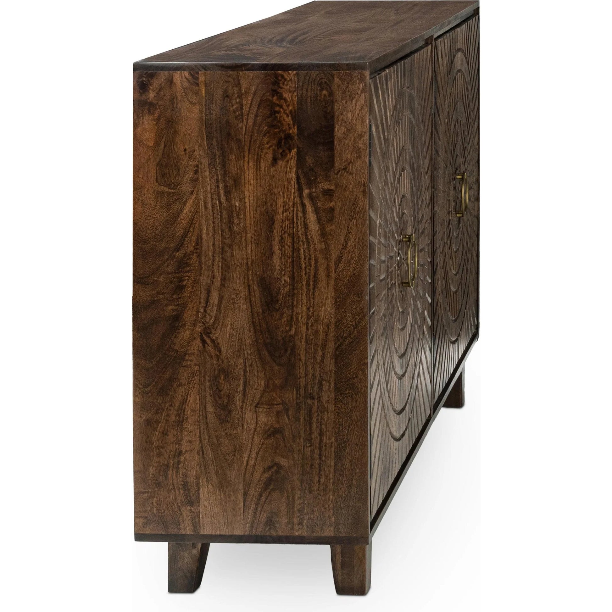 Vivienne 4-Door Mango Wood Buffet Sideboard by Classic Home in brown. Made from mango wood in a traditional style.